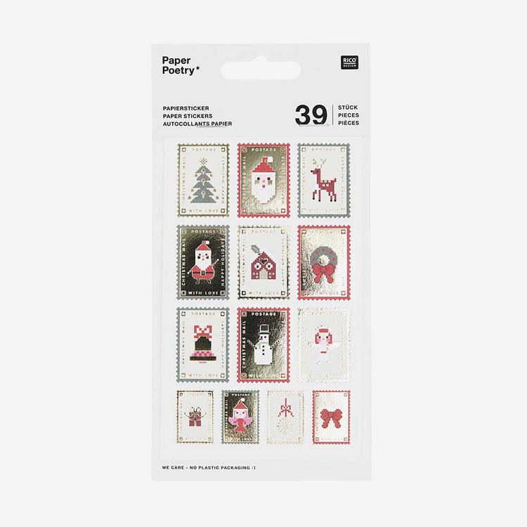 Faux timbres de Noël pour cartes de noel et emballage cadeau