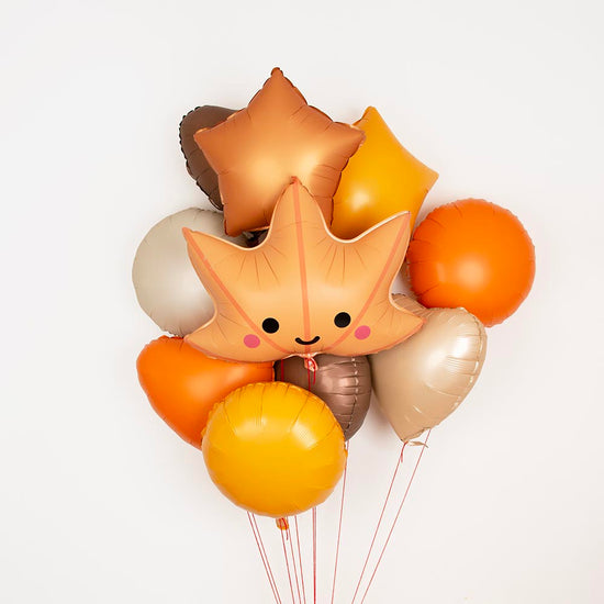 Grappe de ballons automne gonflé à l'hélium avec ballon coeur nude