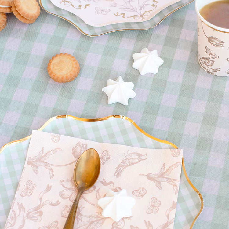 chemin de table vichy aqua anniversaire pour déco de table