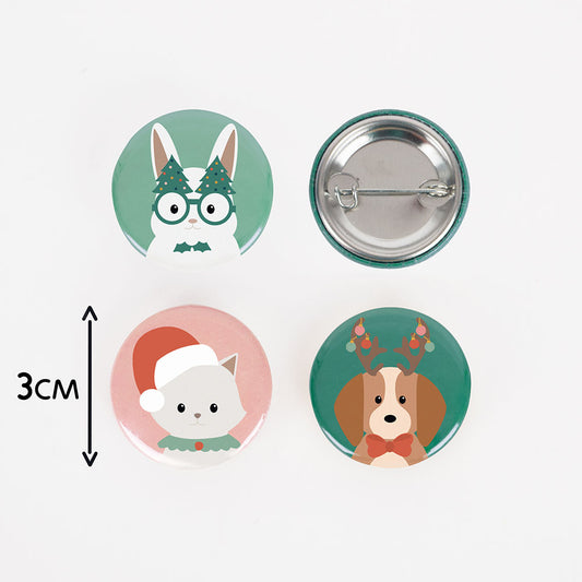 Badge Noël animal mignon - cadeau calendrier de l'avent fait maison