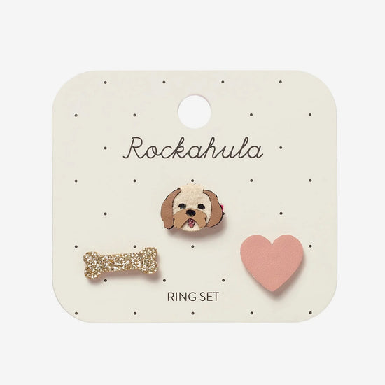 Bagues chien, os et coeur : idée cadeau anniversaire enfant