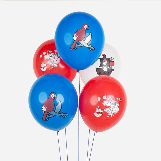 6 palloncini: decorazione di compleanno a tema pirata