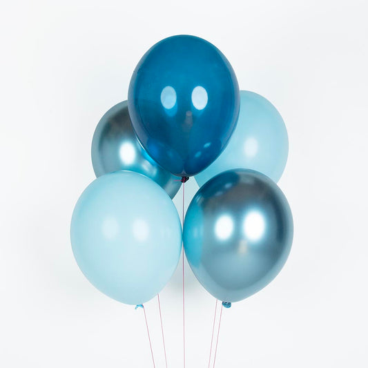 Balloons: 10 mix blue balloons