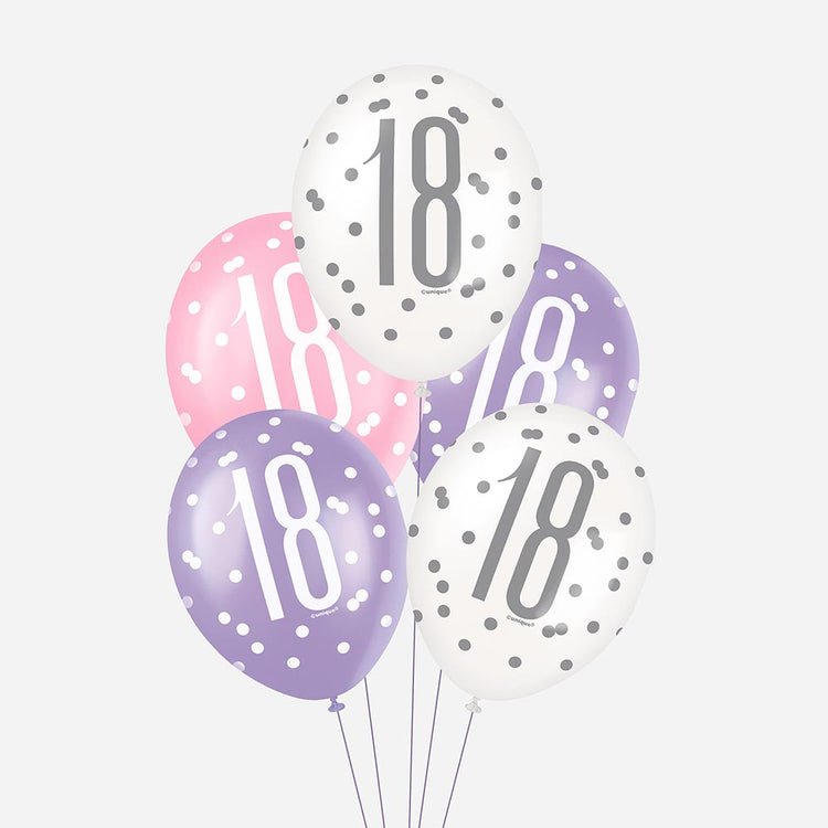 6 ballons de baudruche roses 18 pour decor anniversaire 18 ans