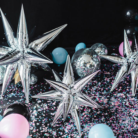 Décoration Nouvel an 2023 : ballon étoile argenté 3D