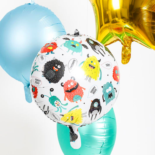 Ballon aluminium monstre : decoration anniversaire garcon
