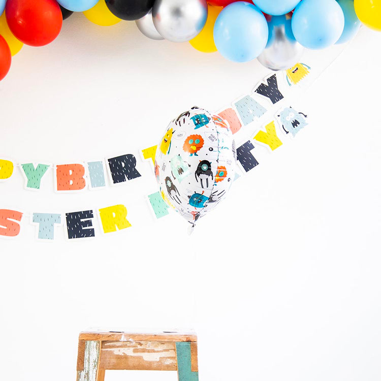Ballon aluminium monstre : decoration anniversaire enfant