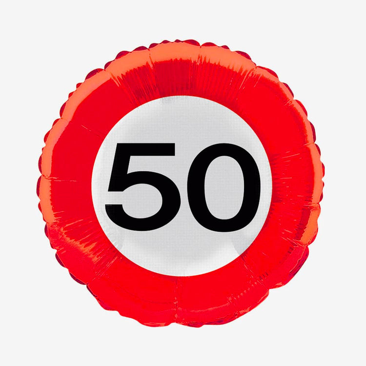 Ballon hélium panneau dsignalisation : decoration anniversaire 50 ans