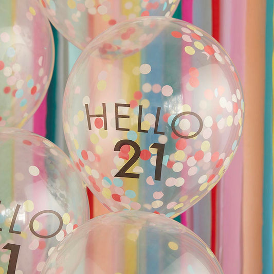 Palloncini coriandoli: decorazione per il 21° compleanno
