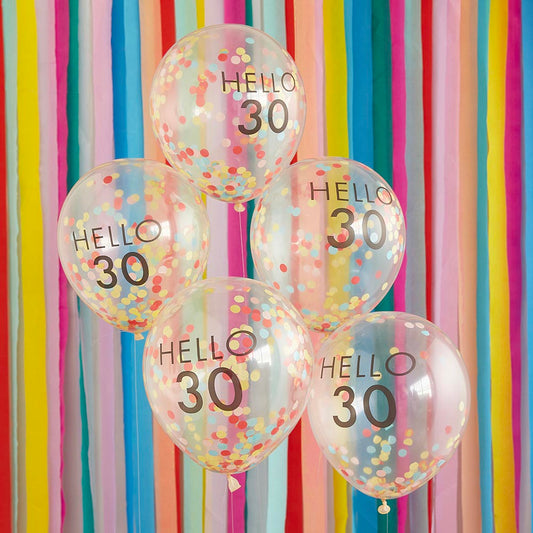 Ballons baudruche confettis : decoration anniversaire 30 ans