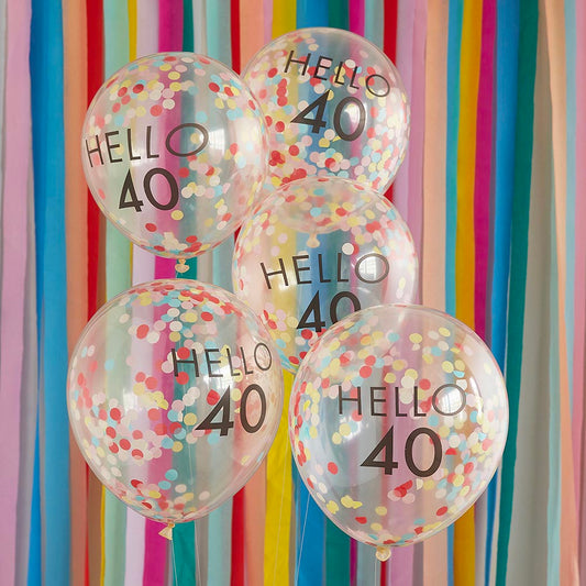 Ballons baudruche confettis 40 ans : deco anniversaire chic