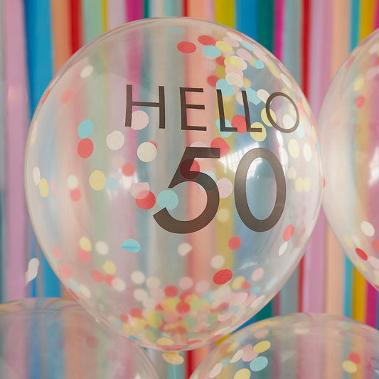 Globos de confeti: decoración elegante de 50 cumpleaños