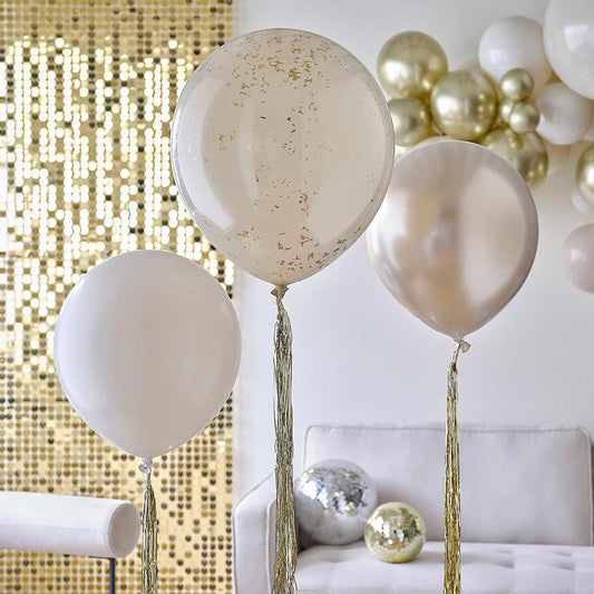 3 ballons de baudruche dorés : decoration anniversaire adulte