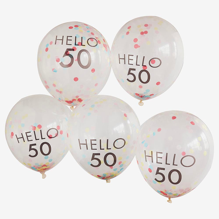 Ballons de baudruche confettis : decoration fete 50 ans chic