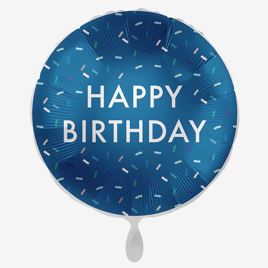 Ballon mylar Happy Birthday bleu : deco anniversaire adulte