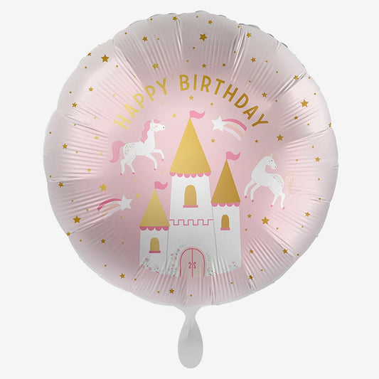 Ballon mylar rose thème princesse : deco anniversaire fille