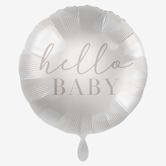 Ballon mylar Hello Baby nuages pour decoration baby shower
