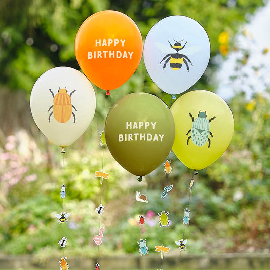 5 ballons de baudruche insectes : decoration anniversaire jungle