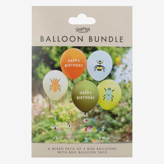 5 ballons de baudruche insectes : decoration anniversaire garcon