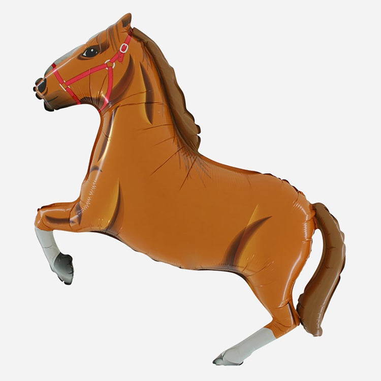 Anniversaire cheval : ballon cheval marron clair à gonfler à l'helium