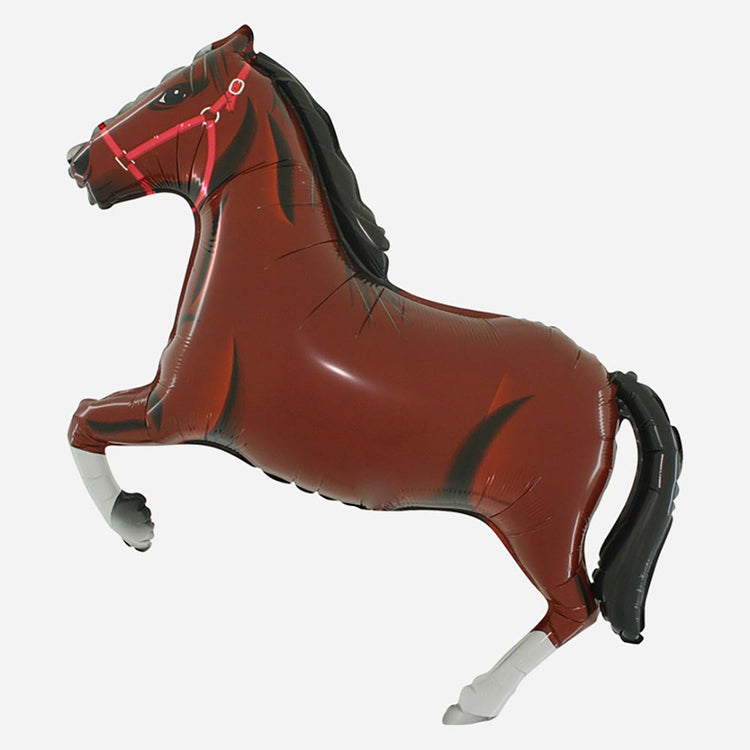 Anniversaire cheval : ballon cheval marron foncé à gonfler à l'helium