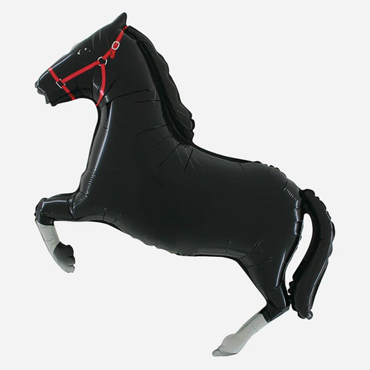 Compleanno cavallo: palloncino cavallo nero da gonfiare con elio