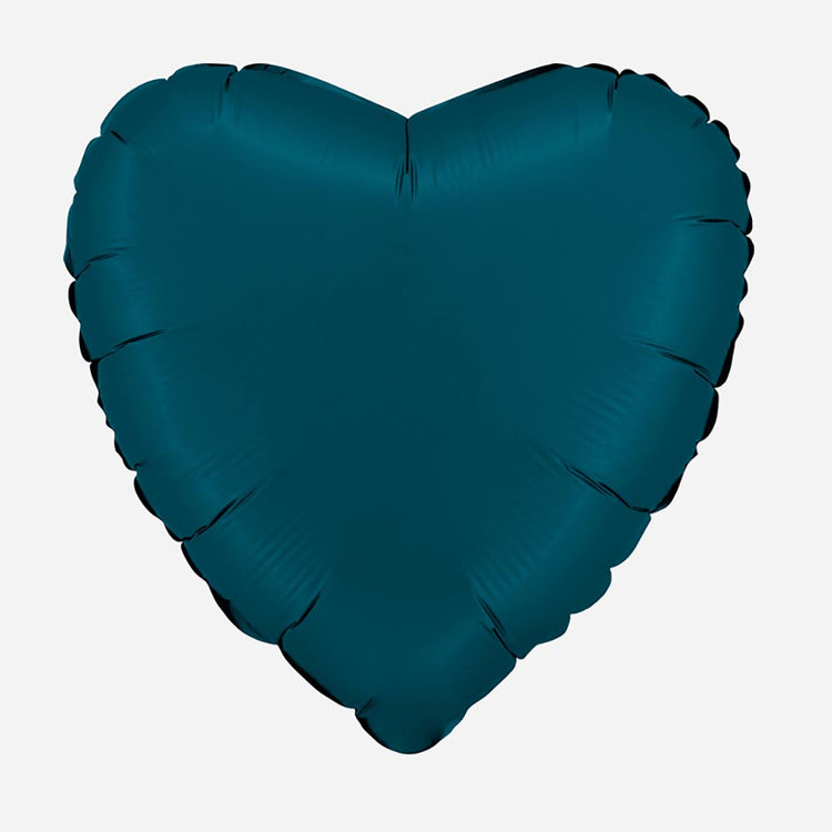 Ballon mylar coeur bleu pétrole satin : deco anniversaire garcon