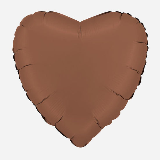 Ballon mylar coeur chocolat satin : decoration mariage boheme