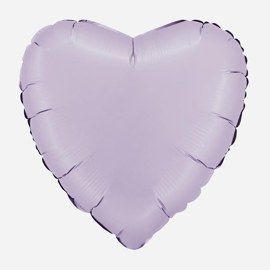 Palloncino a elio cuore in raso lilla: decorazione compleanno principessa