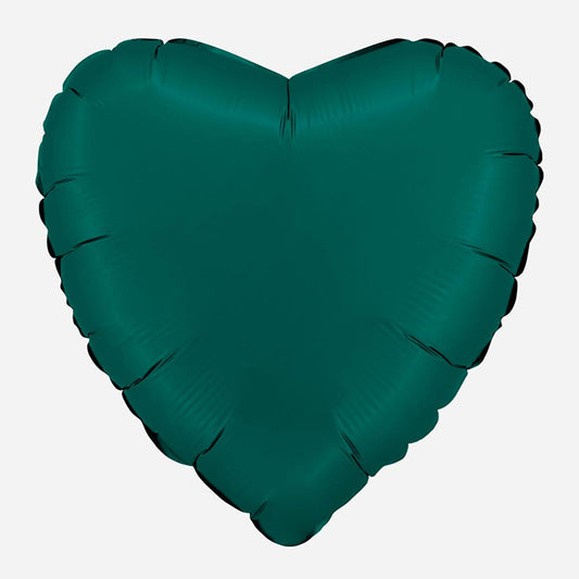 Ballon mylar coeur vert émeraude satin : deco baby shower mixte