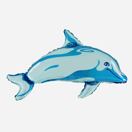 Anniversaire dauphin : ballon dauphin bleu géant à gonfler à l'hélium