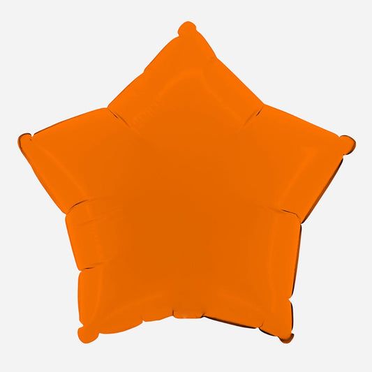 Ballon mylar étoile orange mat : deco anniversaire chantier
