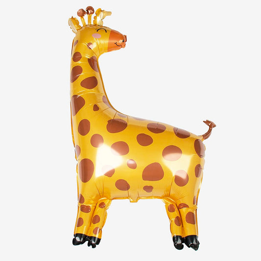 Anniversaire safari : ballon girafe souriante compatible hélium
