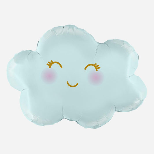 Baby shwoer garcon : ballon nuage bleu souriant - Ballon hélium