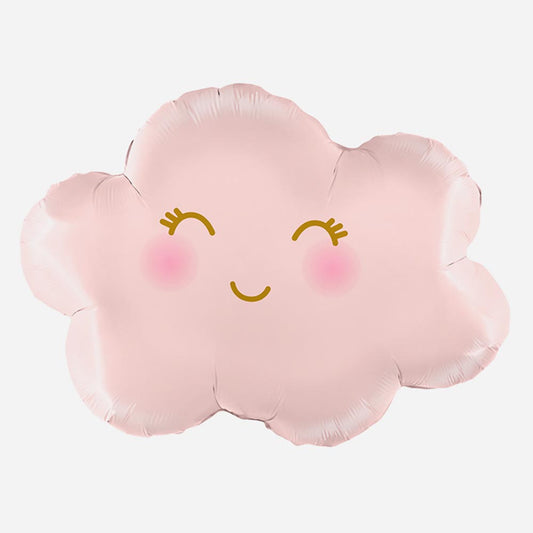 Baby shwoer girl: palloncino nuvola rosa sorridente - Palloncino ad elio