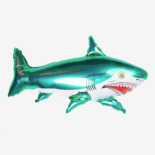 Anniversaire requin : ballon requin vert géant à gonfler à l'hélium