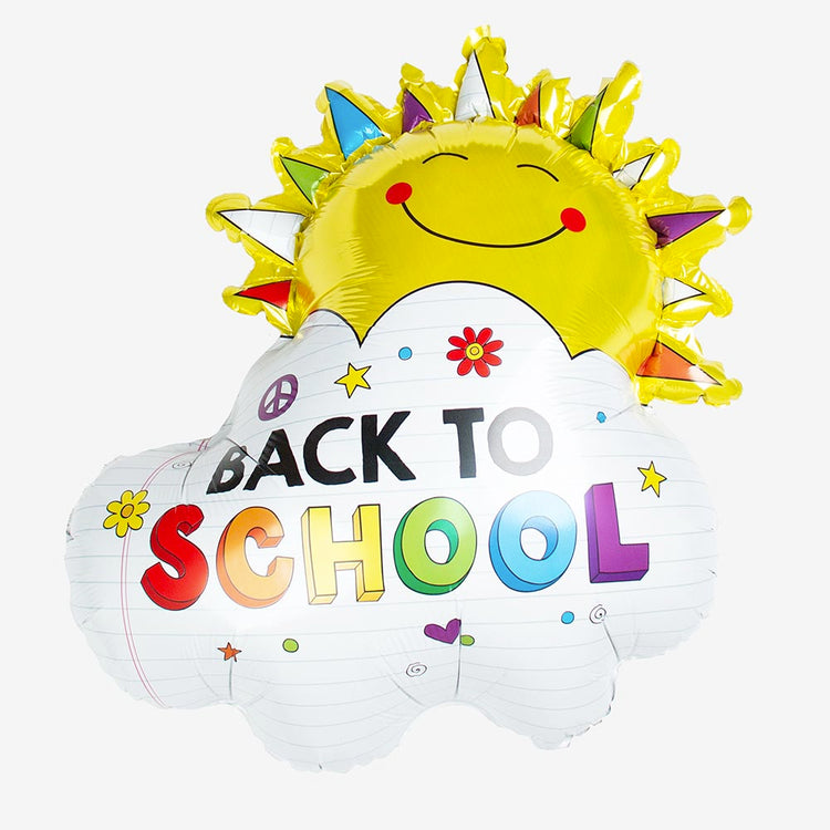 Rentrée scolaire : ballon soleil souriant inscription "back to school"