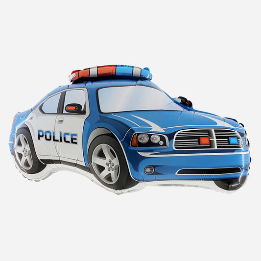 Fiesta de cumpleaños de la policía: globo de helio del coche de policía azul