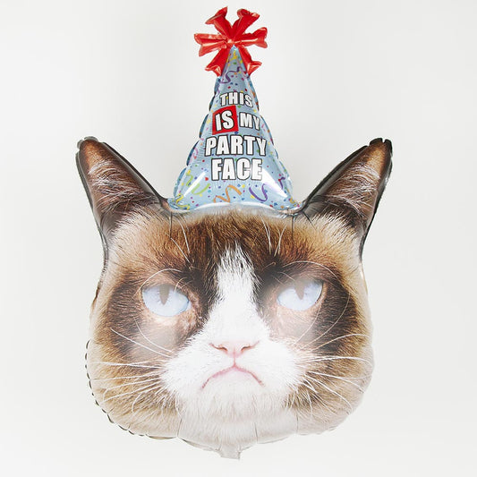 Compleanno palloncino scontroso gatto broncio deco compleanno divertente adolescente