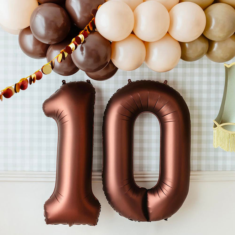 ballon helium chiffre marron géant pour âge décoration anniversaire