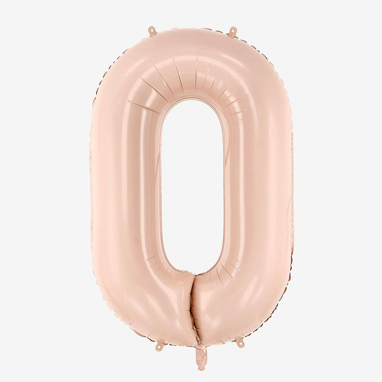 Ballon géant chiffre 0 beige parfait pour célebrer toutes les dizaines