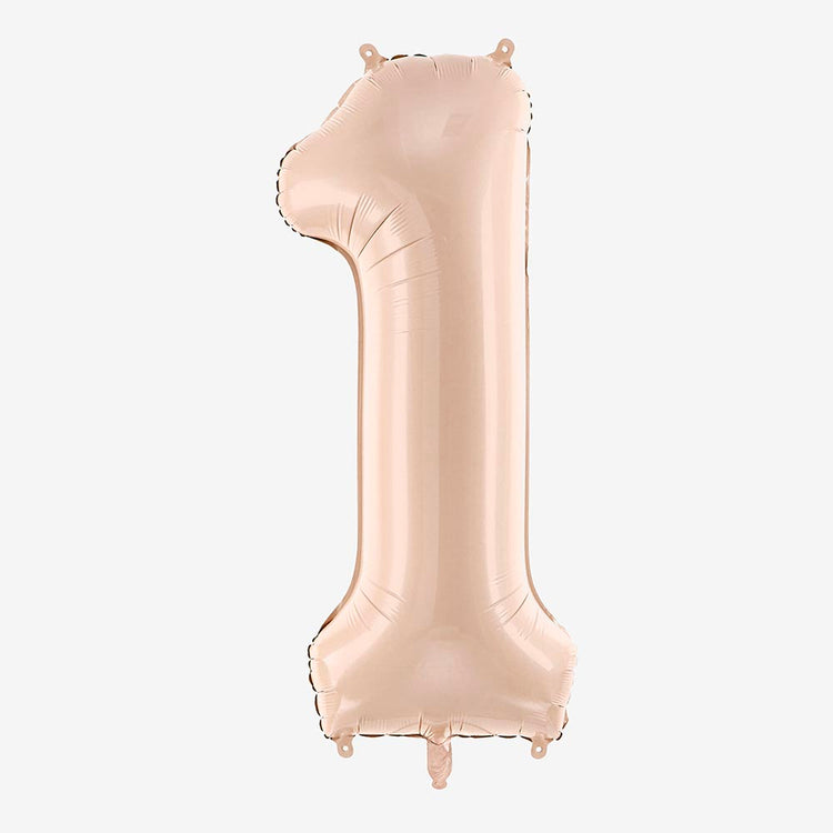 Ballon géant chiffre 1 beige parfait pour anniversaire 1 an