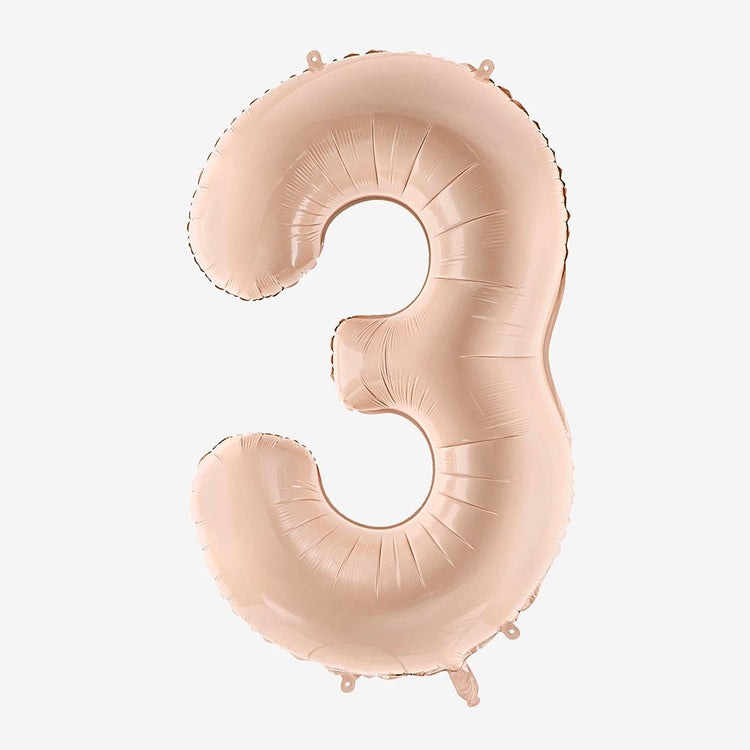 Ballon géant chiffre 3 beige idéal pour anniversaire beige