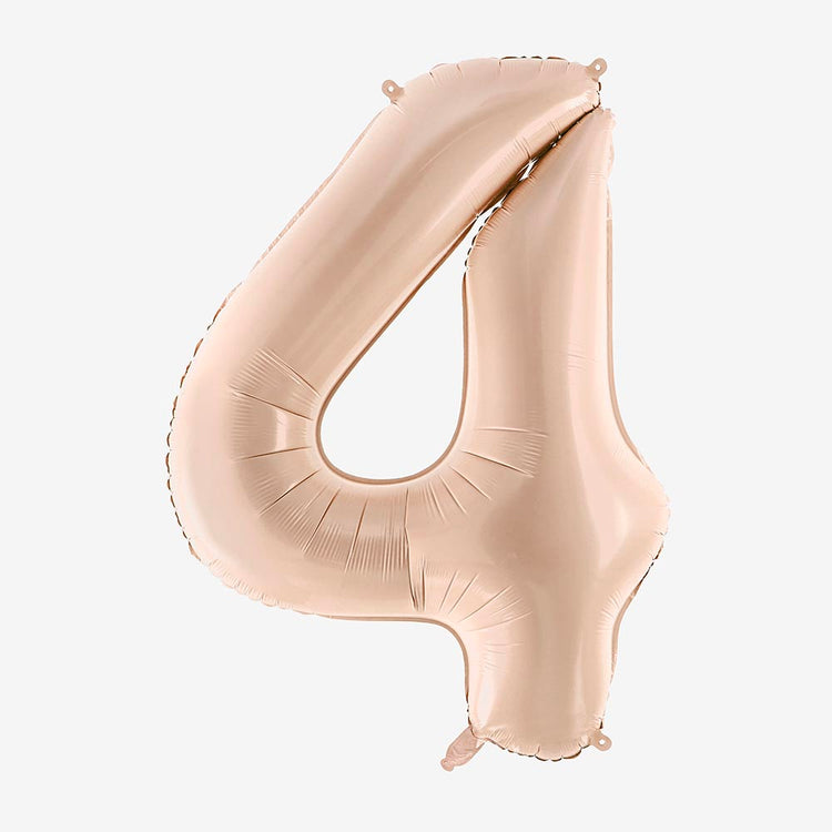 Ballon géant chiffre 4 beige parfait pour anniversaire enfant