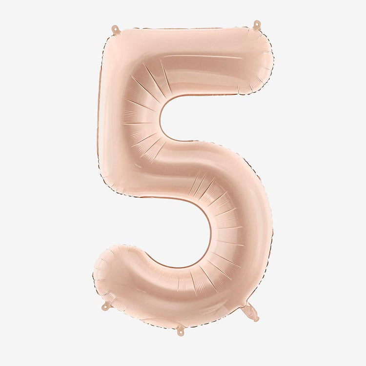 Ballon géant chiffre 5 beige parfait pour anniversaire 5 ans