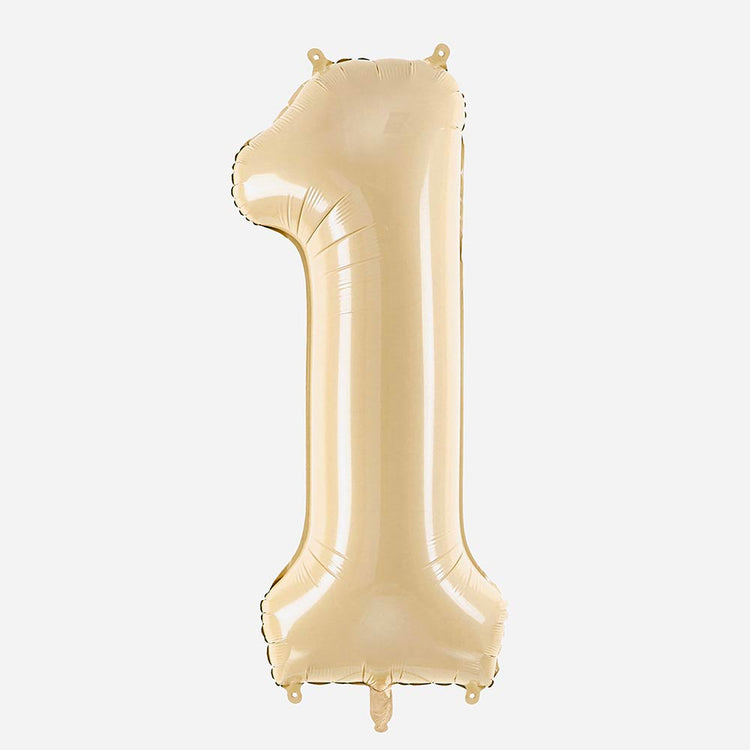 Ballon helium chiffre beige géant : deco anniversaire fille