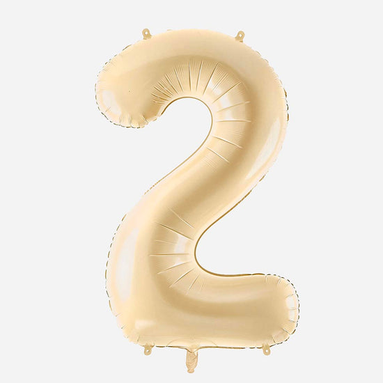 Ballon helium chiffre beige géant : decor anniversaire chic