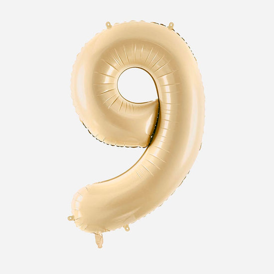 Idee deco anniversaire : ballon helium chiffre beige géant