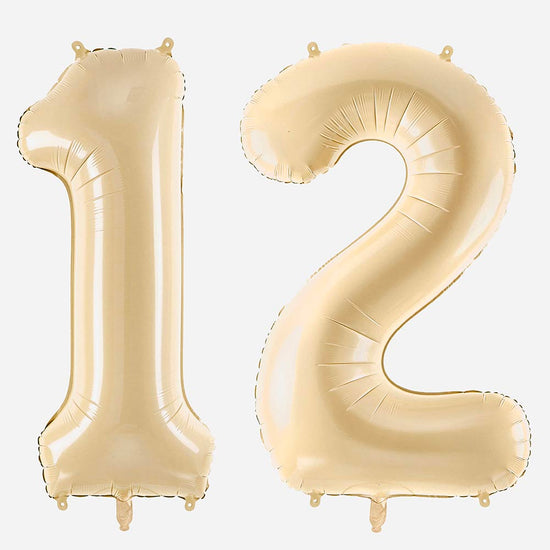 Ballon helium géant chiffre beige : decoration anniversaire adulte