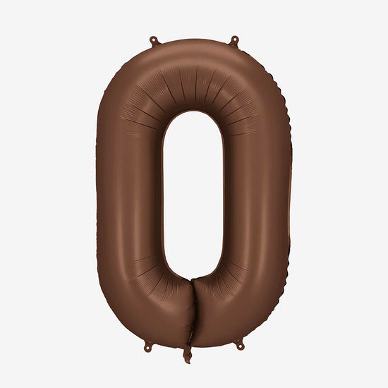 Ballon chiffre hélium marron, déco sobre pour adulte